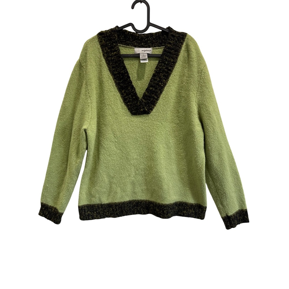 Designers Originals Studio Knit V-Neck Sweater - Women's XL Green